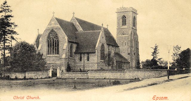 A postcard view of Christ Church, Epsom c.1900