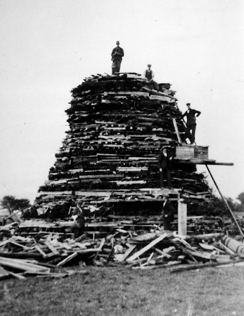 Preparing a bonfire to commemorate the Coronation of George VI. Preparing a bonfire to commemorate the Coronation of George VI.