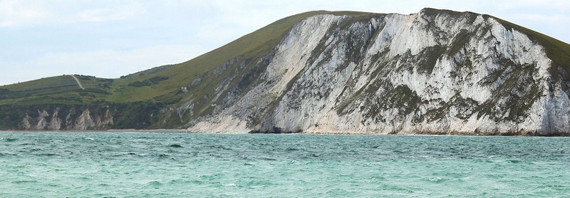 From the sea, looking towards the cliffs where Elaine's fatal accident happened