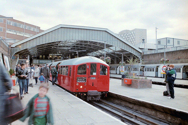 A 1938 stock London Underground train at Morden. A 1938 stock London Underground train at Morden