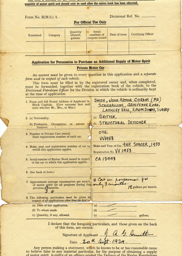 Petrol Allocation form