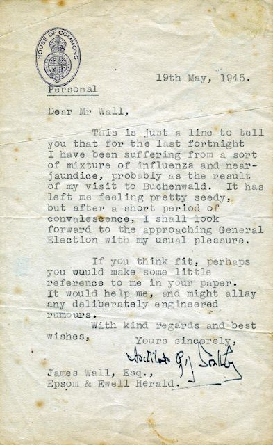 Letter from Sir Archibald to James Wall