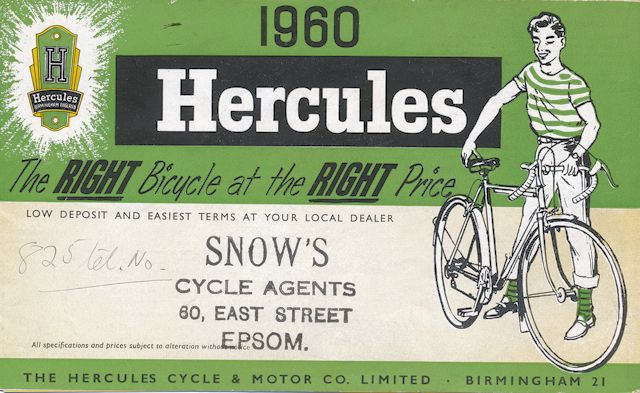 Snow's cycles sales leaflet