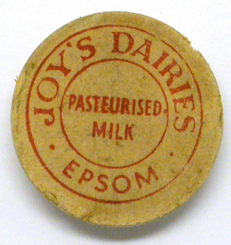 A Joy's Dairy Cardboard Milk Bottle Top A Joy's Dairy Cardboard Milk Bottle Top