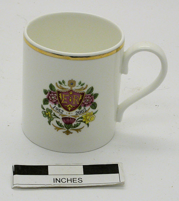 A Sparrow Farm Community Junior School mug issued for the Queen's Jubilee in 2002 A Sparrow Farm Community Junior School mug issued for the Queen's Jubilee in 2002