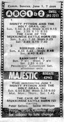 An advert from 1975 when the space was shared with the Majestic Reigate.