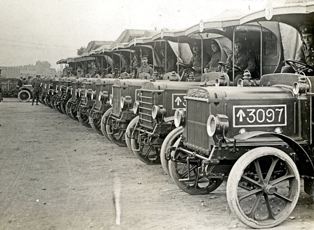 British Army supply vehicles in France July 1915 British Army supply vehicles in France July 1915