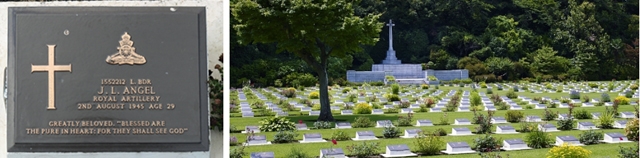 John's gravemarker and the Yokohama War Cemetery