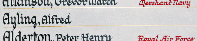 Alfred's entry in the Borough's Book of Remembrance Alfred's entry in the Borough's Book of Remembrance