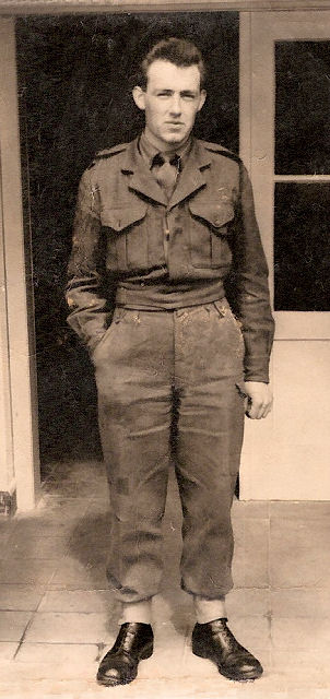 Barry Alderson after a night on guard duty c.1955