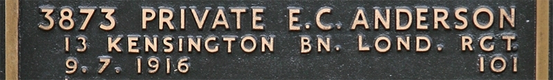 Ernest's inscription on the CWGC memorial Epsom. Ernest's inscription on the CWGC memorial Epsom.