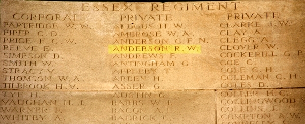 Robert's inscription on the Arras memorial