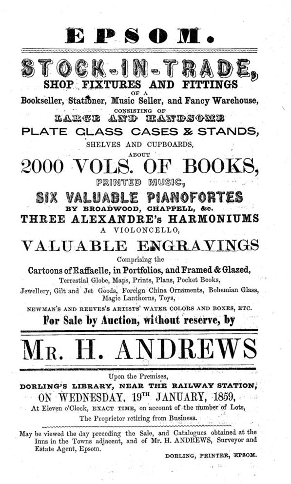 Sale by Auction Flyer 1859
