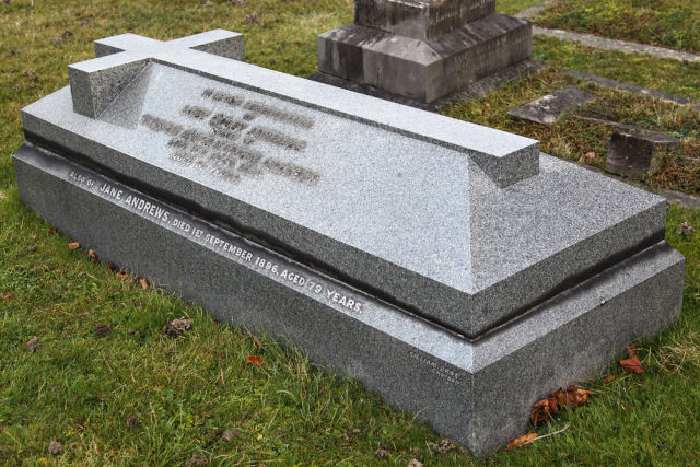 Grave of William Chase Morrish, Lucy Welby and Jane Andrews in Epsom Cemetery.
