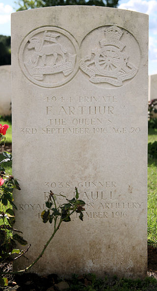 Frank's headstone in Heilly Station cemetery, Mericourt-L'Abbe Frank's headstone in Heilly Station cemetery, Mericourt-L'Abbe