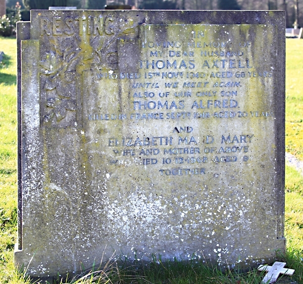 Thomas' Parents' Grave in Epsom Cemetery Thomas'Parents' Grave in Epsom Cemetery