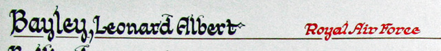 Leonard's entry in the Borough's Book of Remembrance Leonard's entry in the Borough's Book of Remembrance