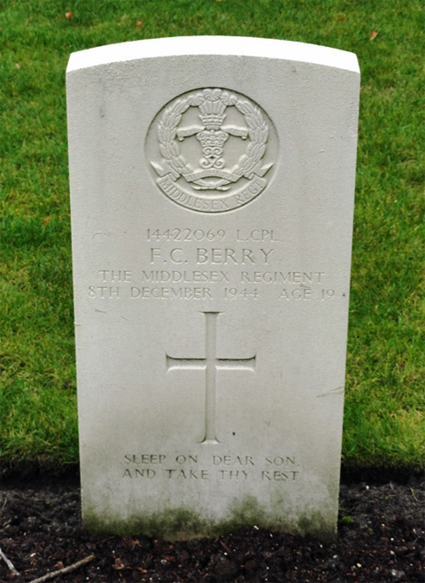 Frederick's headstone in the Mierlo War Cemetery Frederick's headstone in the Mierlo War Cemetery