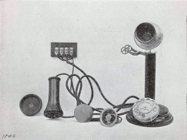 5. Desk pedestal telephone, less bell set, as supplied to Epsom subscribers in 1912, receiver shown dismantled. Post Office Electrical Engineers' Journal, vol V (1912), courtesy of BT Heritage