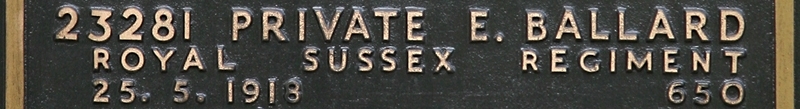 Ernest's inscription on the CWGC memorial Epsom. Ernest's inscription on the CWGC memorial Epsom.
