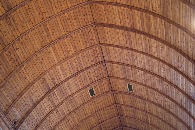 The wooden ceiling in St Barnabas Church