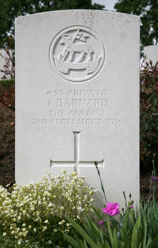 John's headstone in the Dernancourt Communal Cemetery Extension John's headstone in the Dernancourt Communal Cemetery Extension