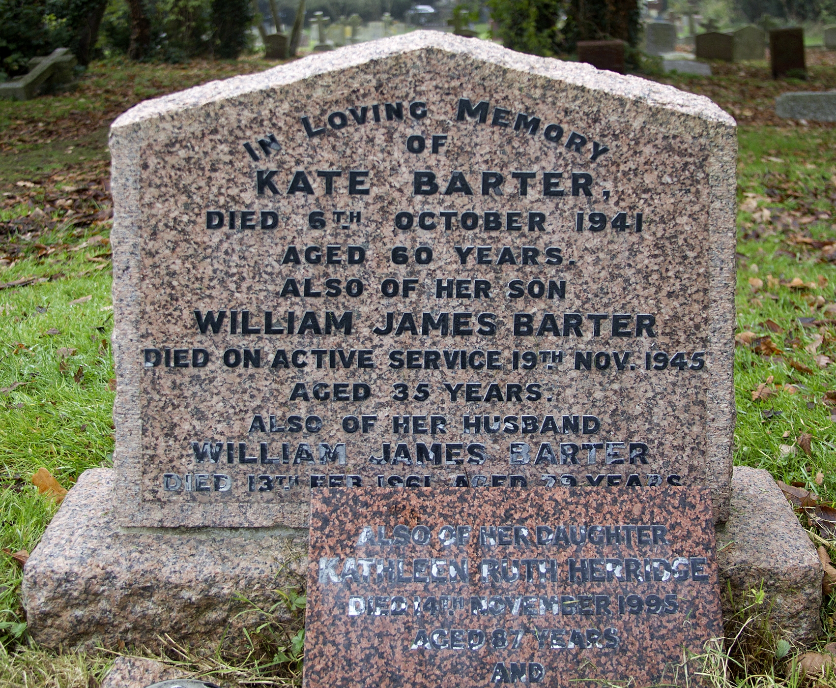 William's headstone the Churchyard Extension of St Mary's, Ewell William's headstone the Churchyard Extension of St Mary's, Ewell