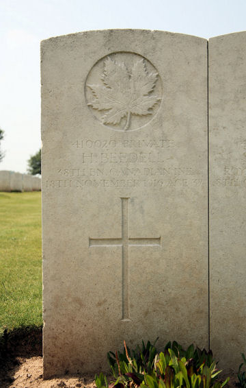 Harry's headstone in Regina Trench Cemetery, France Harry's headstone in Regina Trench Cemetery, France