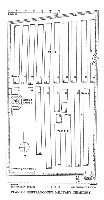 Plan of Bertrancourt Military Cemetery, France Plan of Bertrancourt Military Cemetery, France