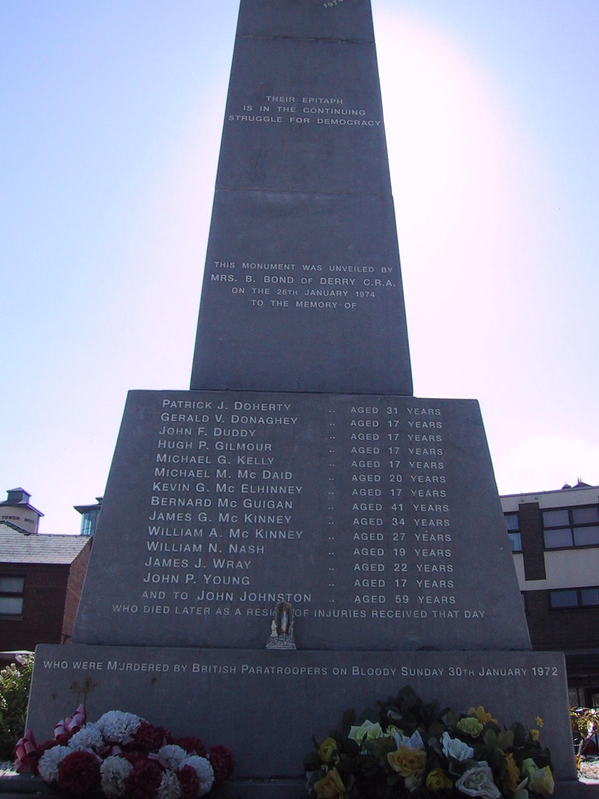 Bloody Sunday memorial in the Bogside - Click image to enlarge