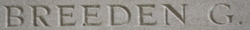 George Breeden's inscription on the Thiepval memorial.