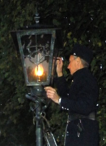 A modern-day lamplighter in Brest, Belarus.
