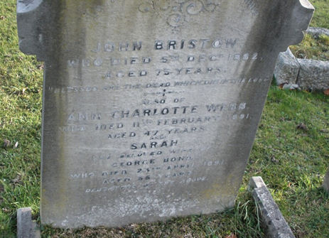 Grave of John Bristow and his daughters, Charlotte and Sarah, Epsom Cemetery