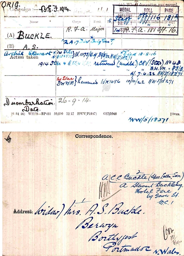Archie's medal card Archie's medal card
