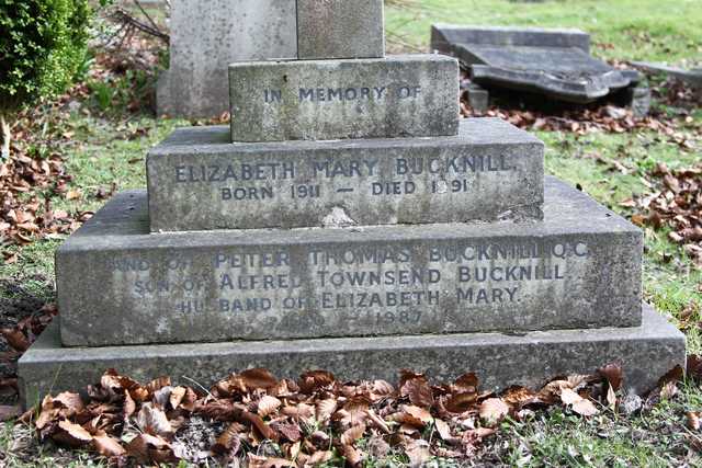 Grave of Peter Thomas and Elizabeth Mary Bucknill, Epsom Cemetery Grave of Peter Thomas and Elizabeth Mary Bucknill, Epsom Cemetery