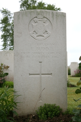 Earnest's headstone in the Warlencourt British Cemetery