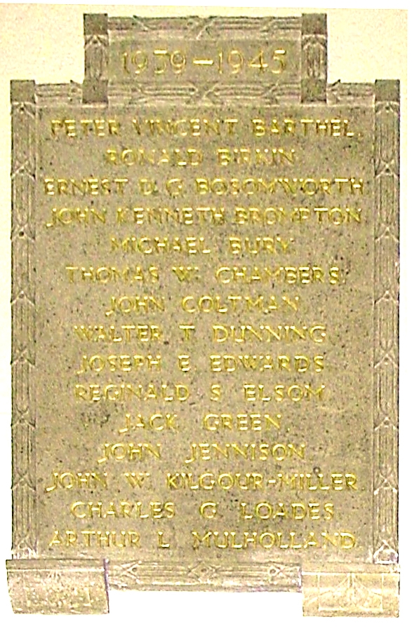 Michael's inscription on the war memorial in Loughborough Parish Church Michael's inscription on the war memorial in Loughborough Parish Church