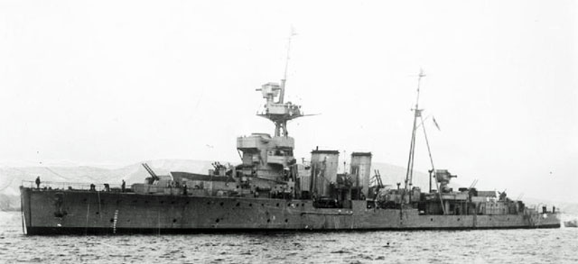 HMS Curacoa at anchor, 1941