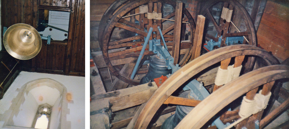 bells on its way up the tower