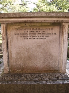 Memorial inscription to Charlotte Isabella