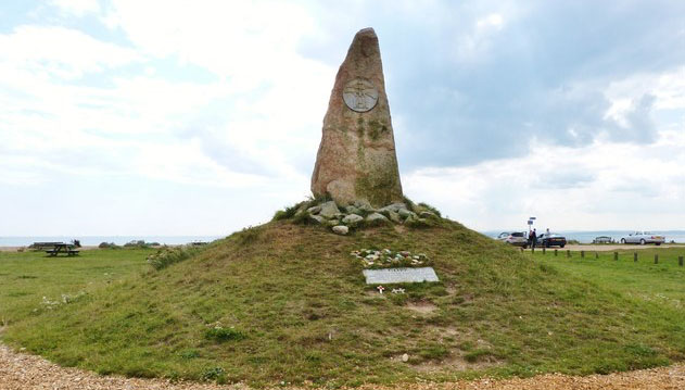 The memorial on Hayling Esplanade dedicated to the volunteers of Combined Operations Pilotage Parties erected in 2012.