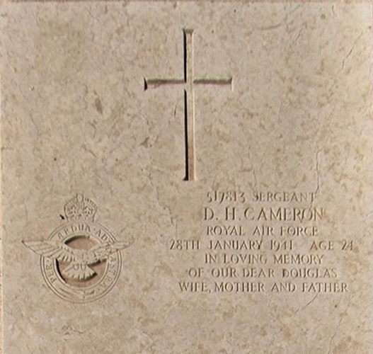 Douglas's inscription on the Collective grave in Malta (Capuccini) Naval Cemetery.