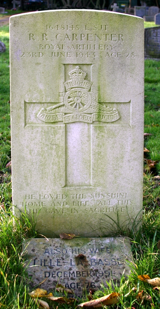Reginald's headstone in St. Mary's Cemetery