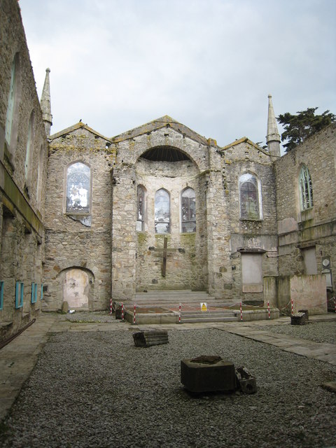 The now ruined old church of St Day.