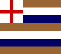 a striped ensign with St Goerge's cross as a canton