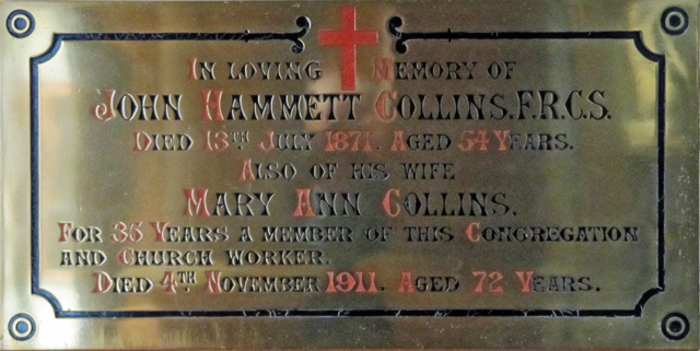 The couple's memorial plaque in Christ Church Epsom Common