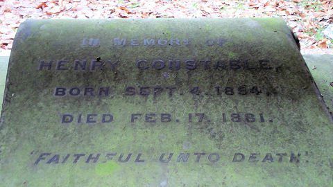 In Memory of Henry Constable. Born Sept 4 1854. Died Feb 17 1881. Faithful unto death In Memory of Henry Constable. Born Sept 4 1854. Died Feb 17 1881. Faithful unto death