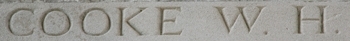 Walter Cooke's inscription on the Thiepval memorial