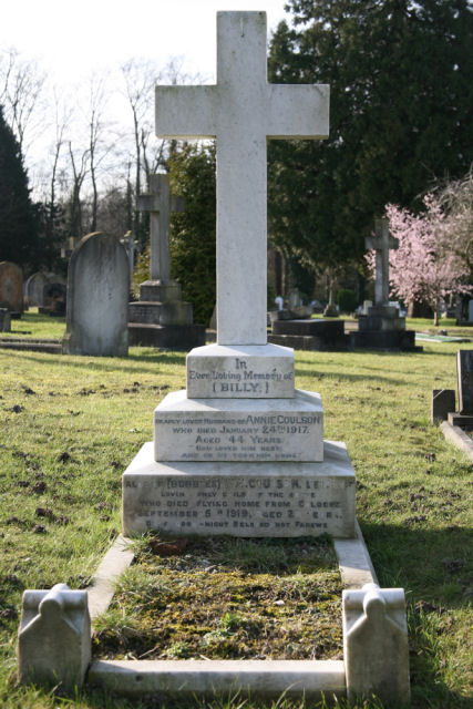 William and his parents' headstone in Epsom cemetery William and his parents' headstone in Epsom cemetery