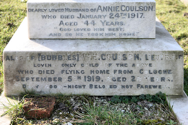 William and his parents' headstone in Epsom cemetery William and his parents' headstone in Epsom cemetery